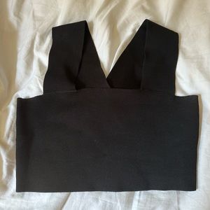 A.L.C Ali Cropped Tank in Black, Size Medium